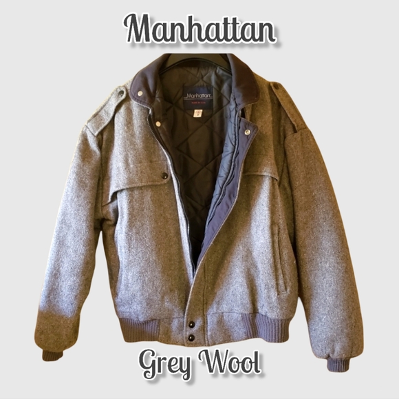 Vintage Manhatten Other - HOST PICK 😊 Manhatten Grey Wool Winter Jacket Sz 40M Like New!